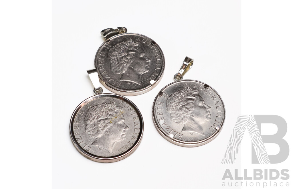 925 Stirling Silver Coin Pendants - Lot of 3