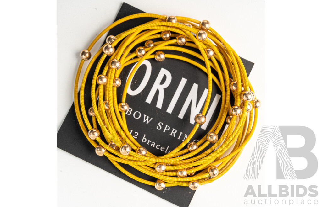 NEW - Torini Rainbow Spring Set of 12 Electroplated Piano Wire Bracelets, Stacking Style