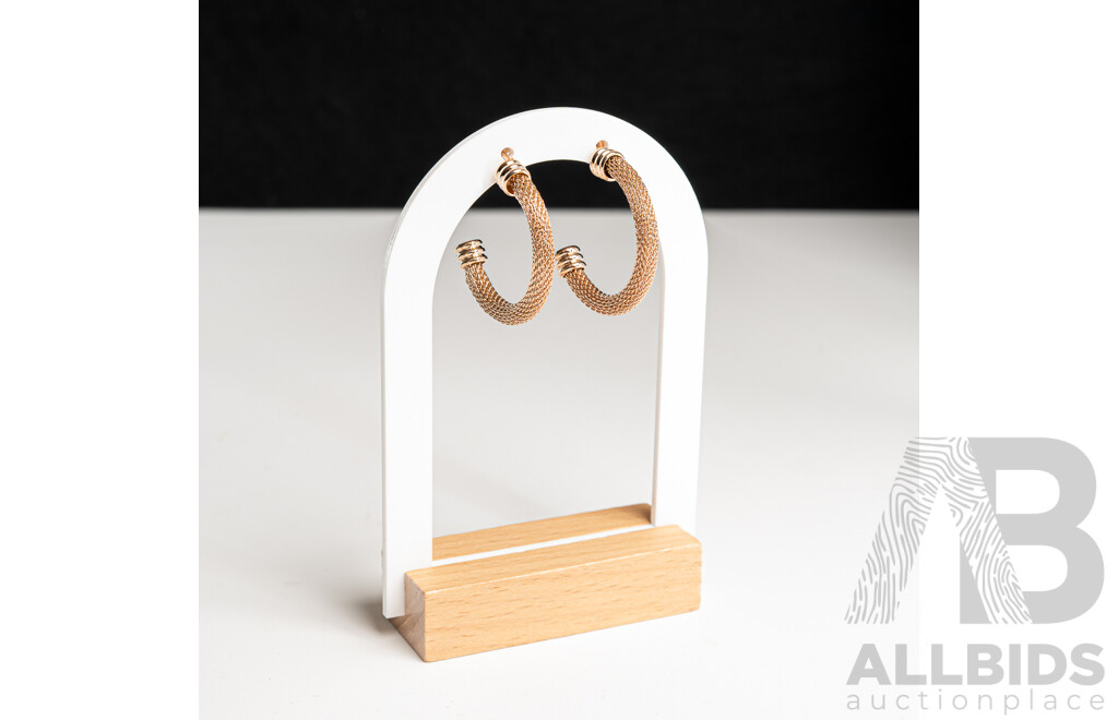 NEW - Anartxy Rose Gold Tone Stainless Steel Tiffany Style Hoop Earring, 32mm, 7.78 Grans