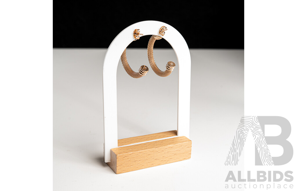 NEW - Anartxy Rose Gold Tone Stainless Steel Tiffany Style Hoop Earring, 32mm, 7.78 Grans