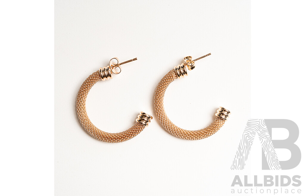 NEW - Anartxy Rose Gold Tone Stainless Steel Tiffany Style Hoop Earring, 32mm, 7.78 Grans