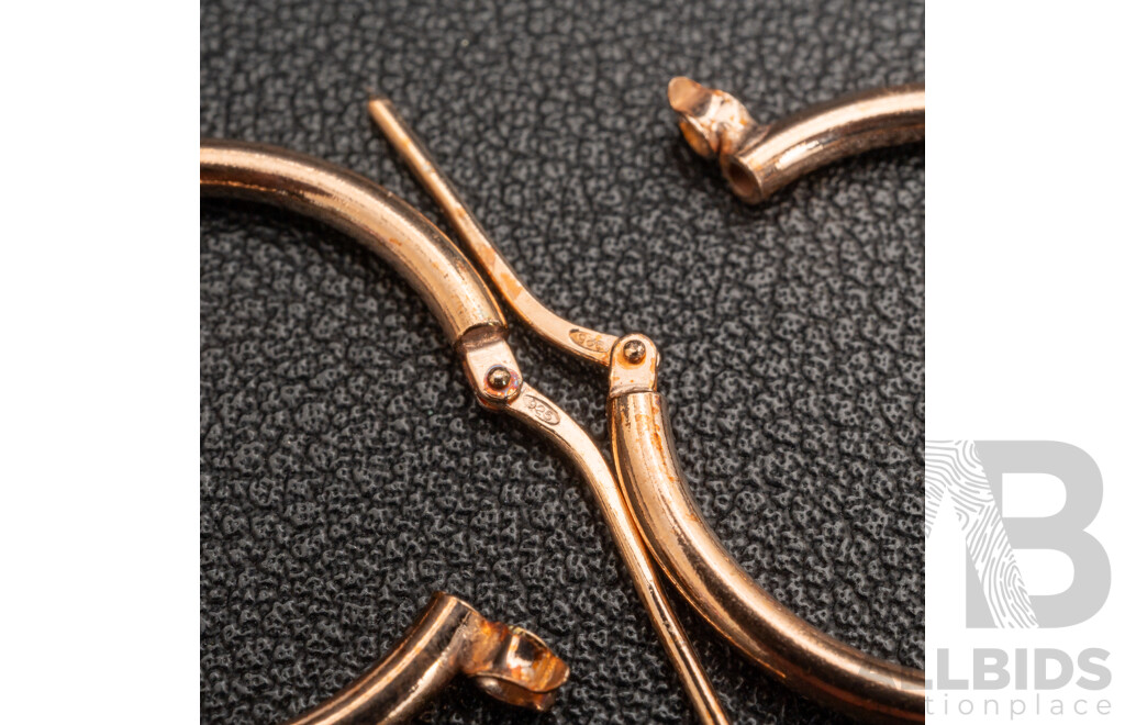 NEW - Torini Sterling Silver Rose Tone Hoop Earrings, Made in Italy, 25mm, 2.85 Grams