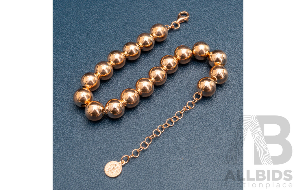 NEW - Torini Sterling Silver Rose Ball Bracelet, Made in Italy, 20.5+5cm with Extender Chain, 13.13 Grams