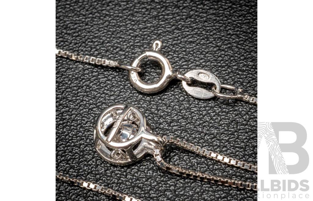 NEW - Dancing Diamond Designs Sterling Silver Cubic Zirconia Circle Drop Pendant on Chain, 40+5cm, 2.60 Grams