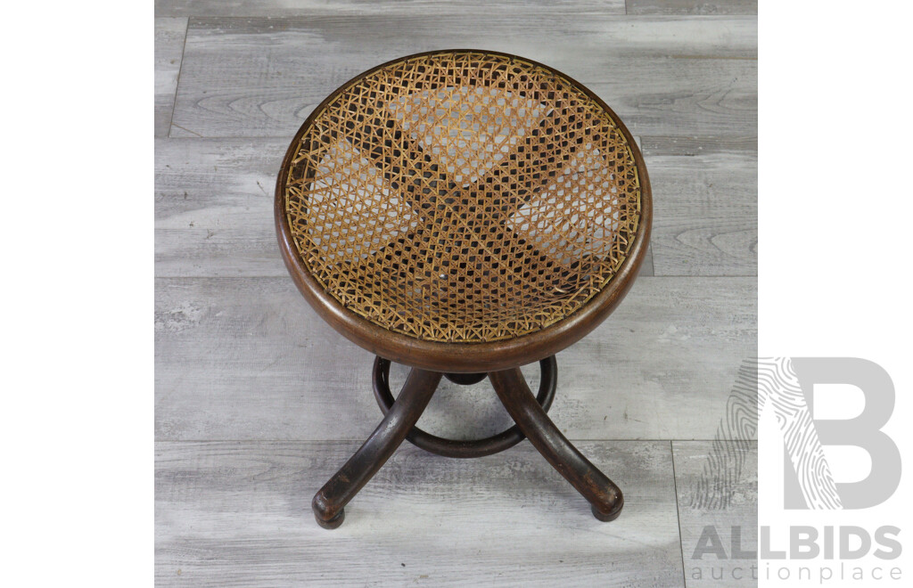 Vintage Bentwood Cane Swivel Stool by Thonet