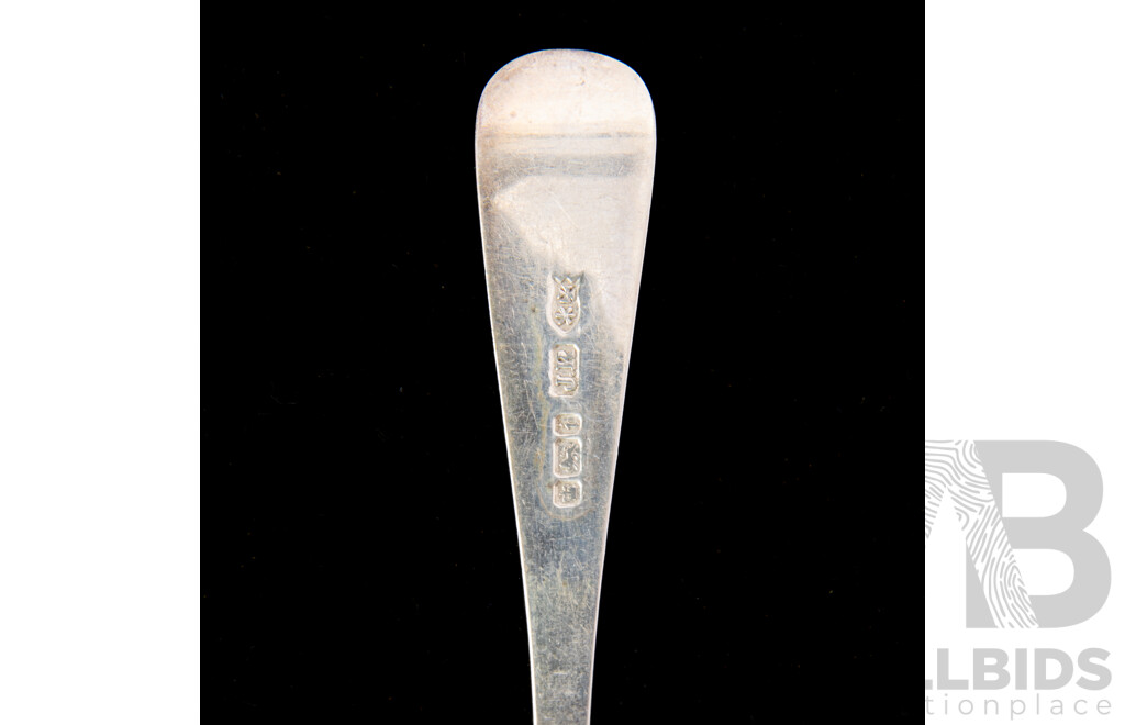 Set Eleven Antique Sterling Silver Teaspoons with Engraved Detail and Monogram H to Handle, Sheffield 1901