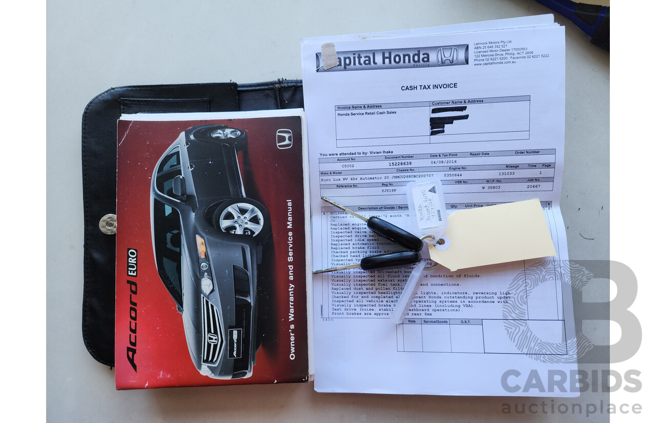 3/2010 Honda Accord EURO Luxury NAVI 10 4d Sedan Black 2.4L