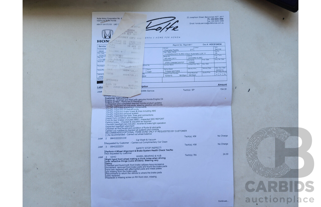 3/2010 Honda Accord EURO Luxury NAVI 10 4d Sedan Black 2.4L