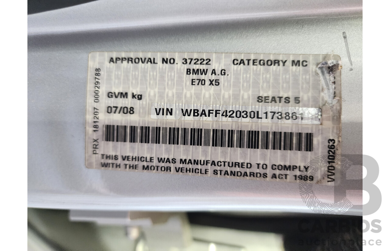 7/2008 Bmw X5 3.0d E70 4d Wagon Silver 3.0L