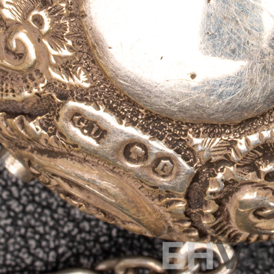 Antique Sterling Silver Chatelaine with Cherub Motifs and (5) Sterling Silver Attachments, Letter of Provenance, 173.0 Grams C.1849-1888