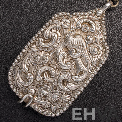 Antique Sterling Silver Chatelaine with Cherub Motifs and (5) Sterling Silver Attachments, Letter of Provenance, 173.0 Grams C.1849-1888