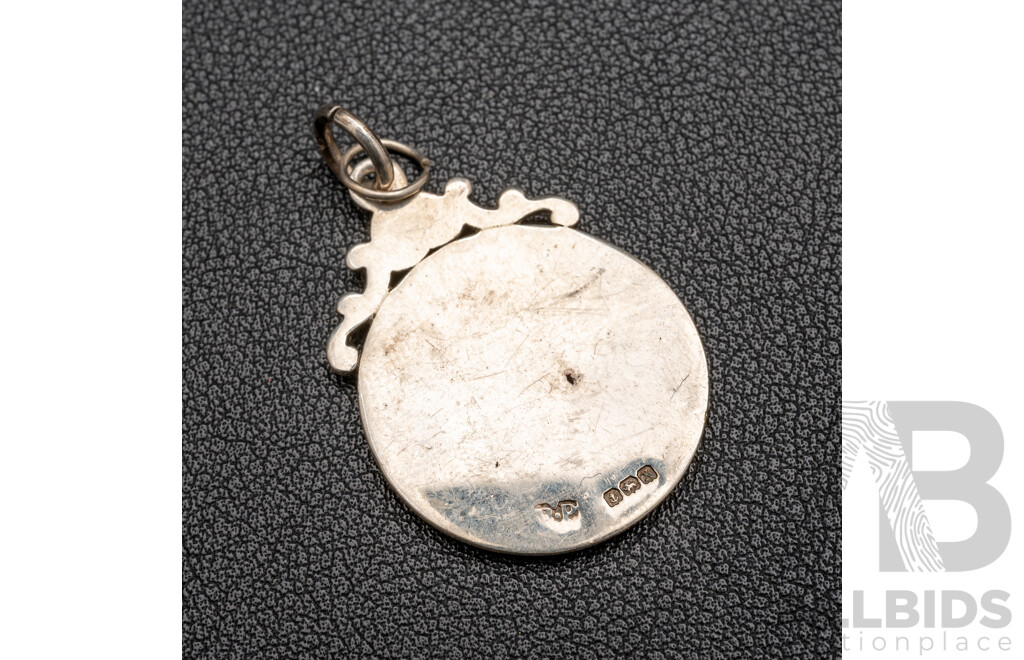 925 Sterling Silver Vintage Soccer Fob Medal - 9.03gms