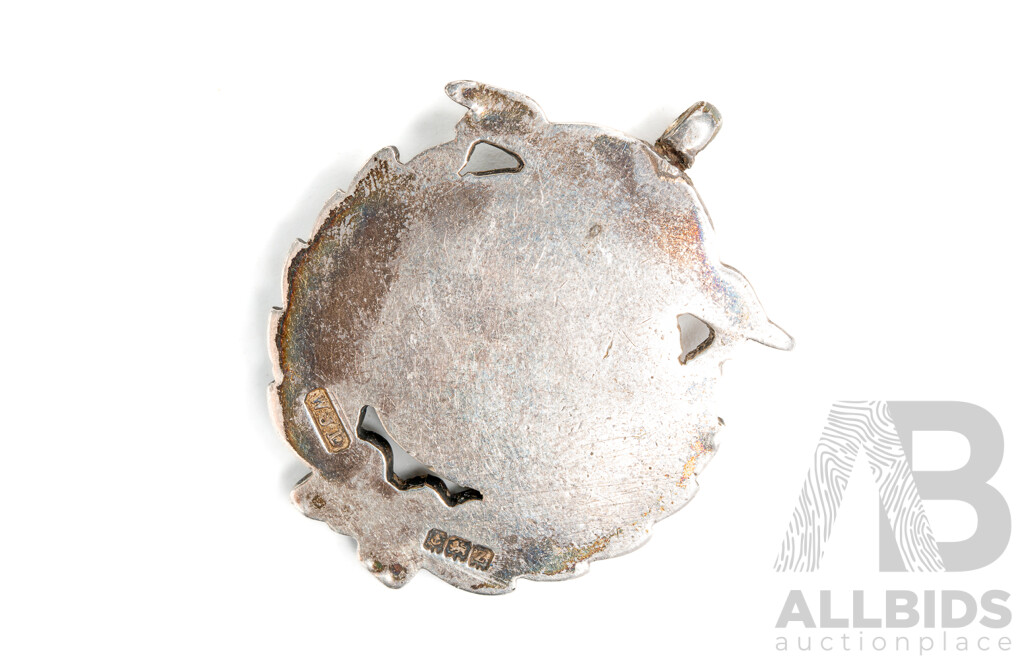 Antique Sterling Silver Running Medal Pendant, Birmingham 1924, 39mm, 21.74 Grams