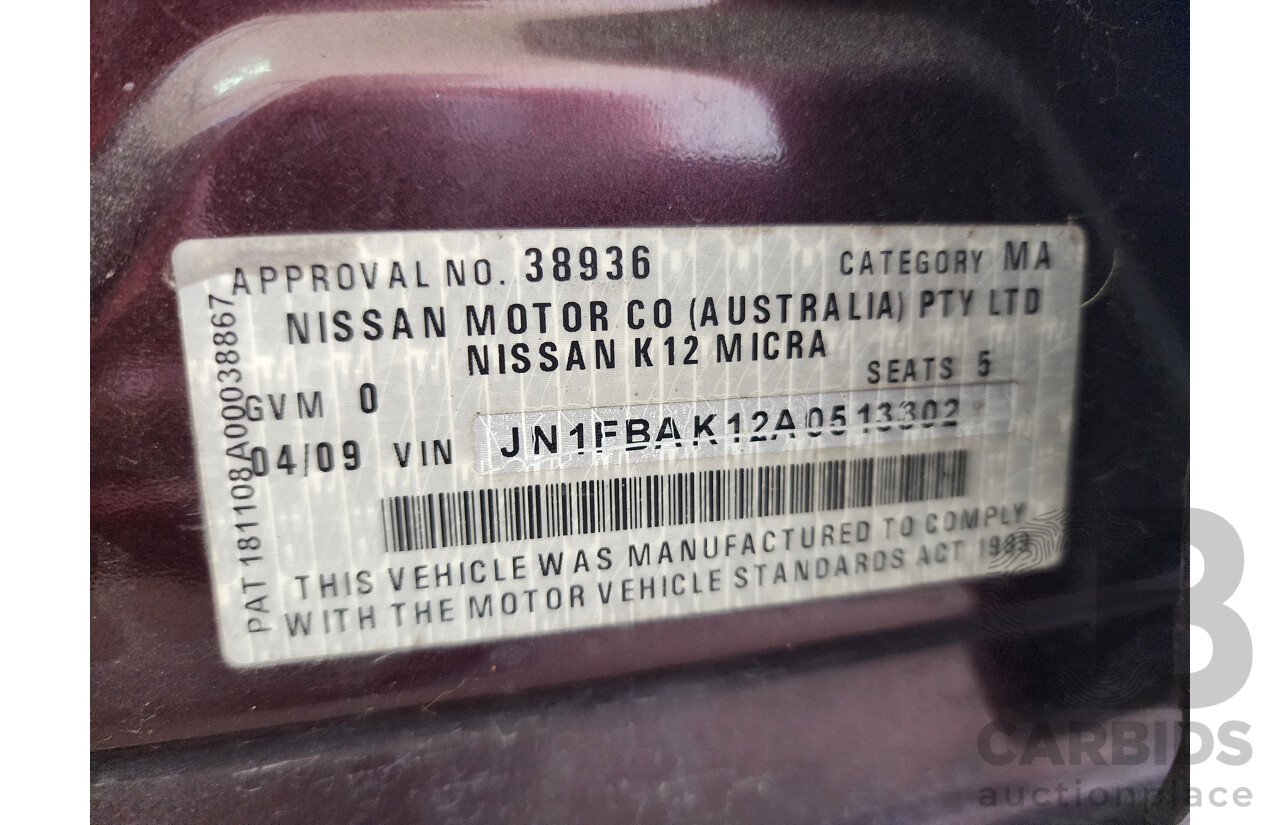 4/2009 Nissan Micra  K12 5d Hatchback Maroon 1.4L