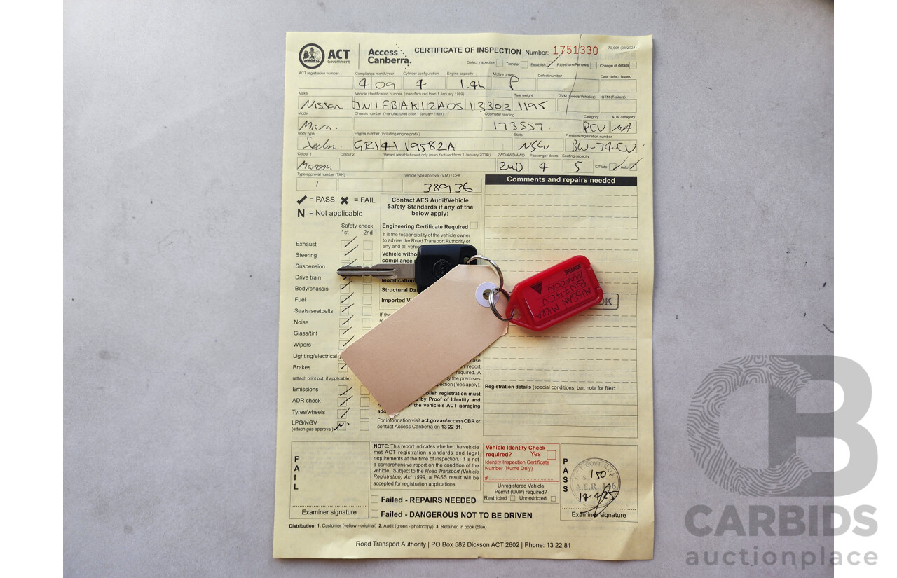 4/2009 Nissan Micra  K12 5d Hatchback Maroon 1.4L