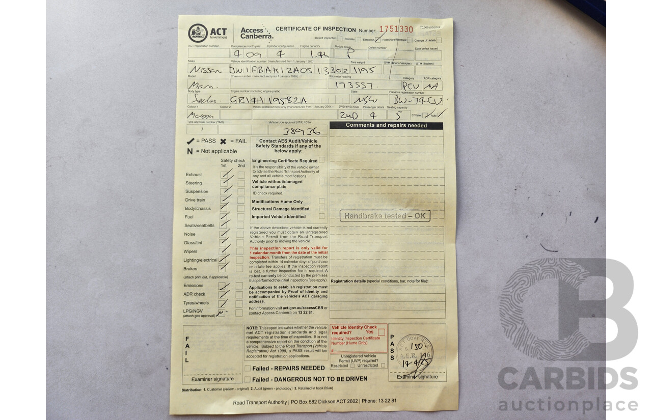 4/2009 Nissan Micra  K12 5d Hatchback Maroon 1.4L