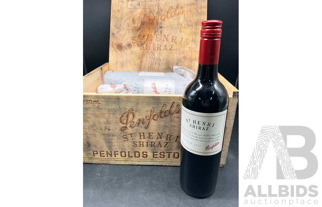 PENFOLDS St Henri SHIRAZ Vintage 2013 750ml -  6 Bottles in Timber Box