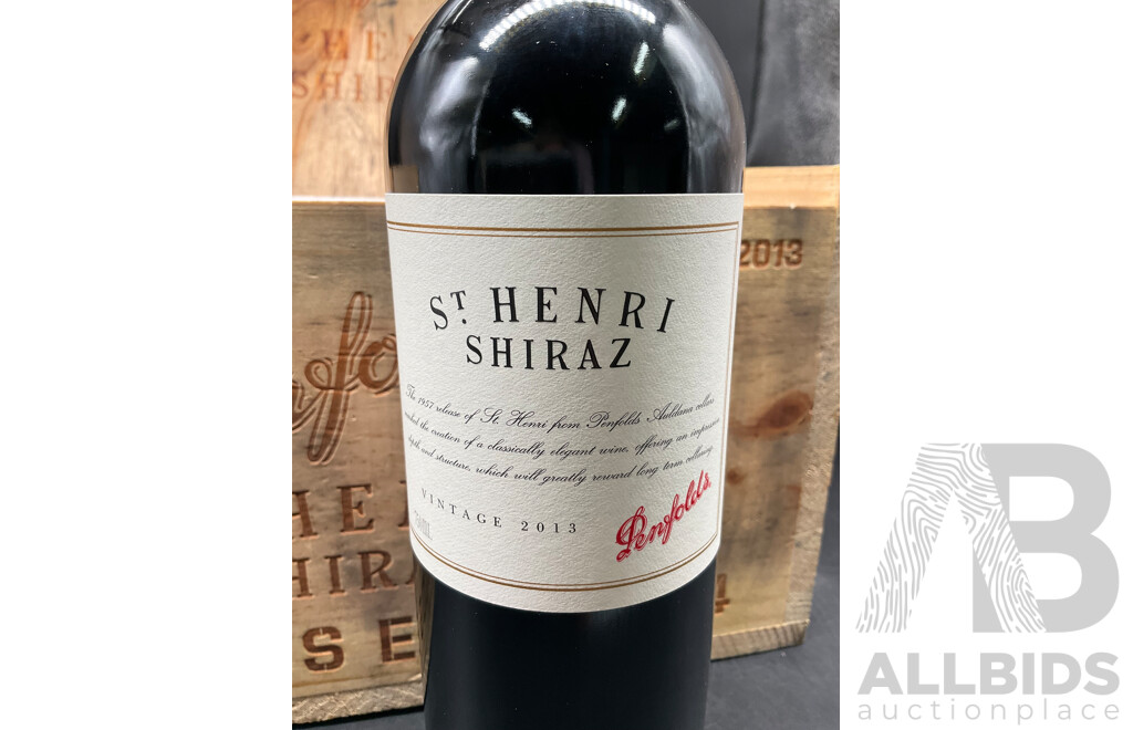 PENFOLDS St Henri SHIRAZ Vintage 2013 750ml -  6 Bottles in Timber Box