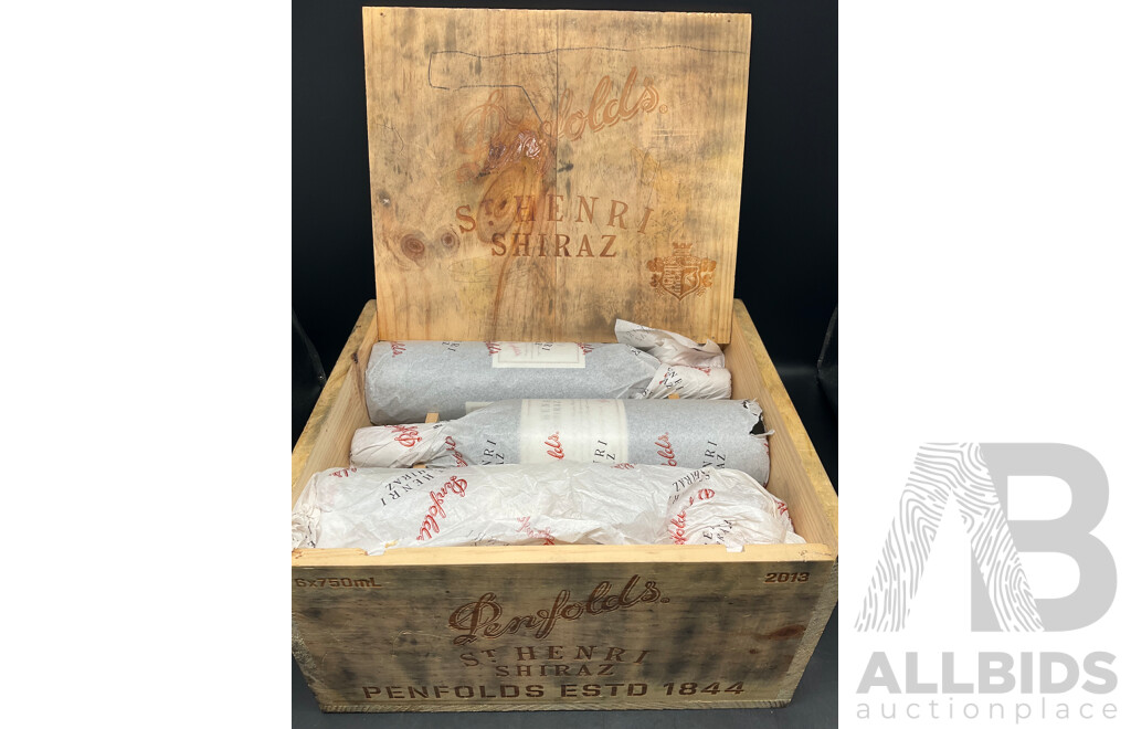 PENFOLDS St Henri SHIRAZ Vintage 2013 750ml -  6 Bottles in Timber Box