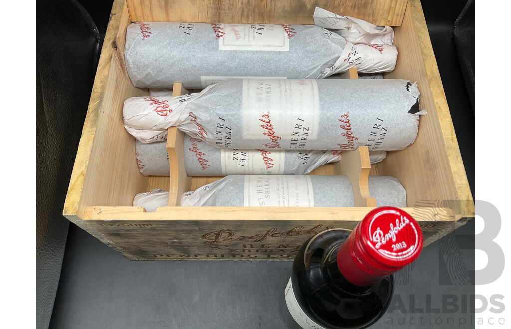 PENFOLDS St Henri SHIRAZ Vintage 2013 750ml -  6 Bottles in Timber Box