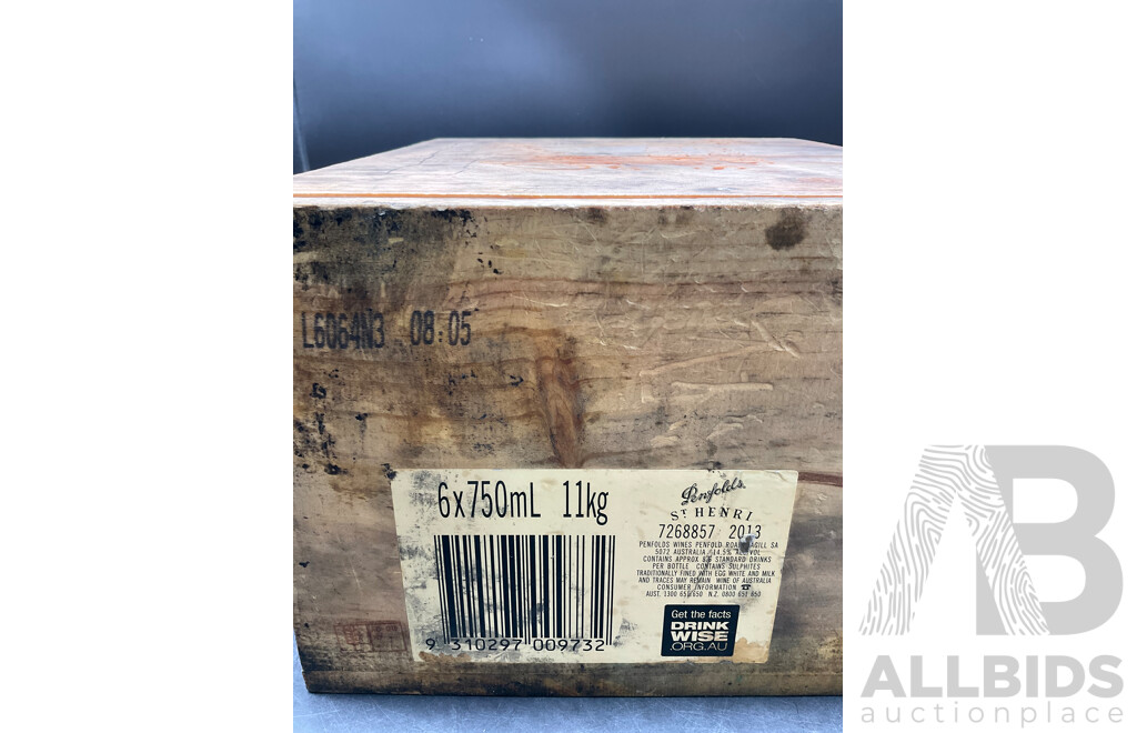 PENFOLDS St Henri SHIRAZ Vintage 2013 750ml -  6 Bottles in Timber Box