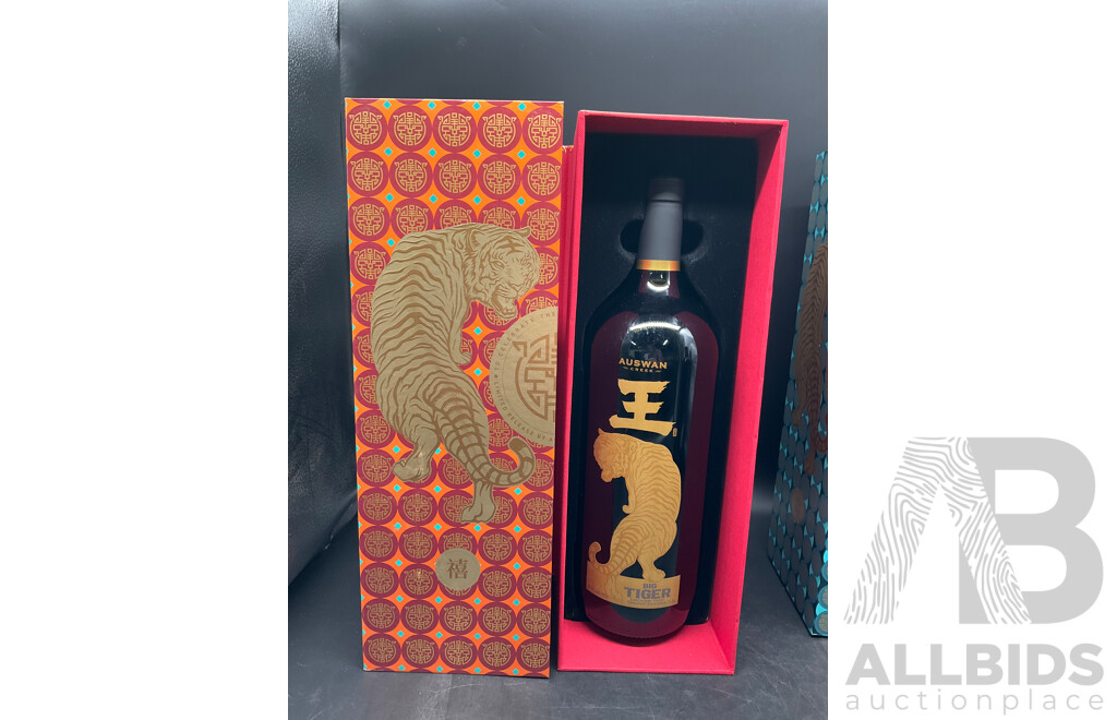 AUSWAN CREEK BIG TIGER Cabernet Sauvignon 1.5L X3, MESSAPI Puglia Negroamaro 750ml  - Lot of 4