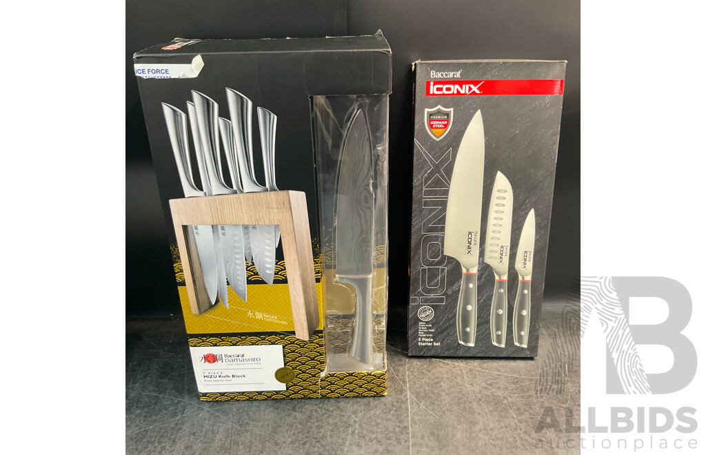 Baccarat Damashiro Mizu Knife Block 7 Piece & Iconix 3 Piece Starter Set