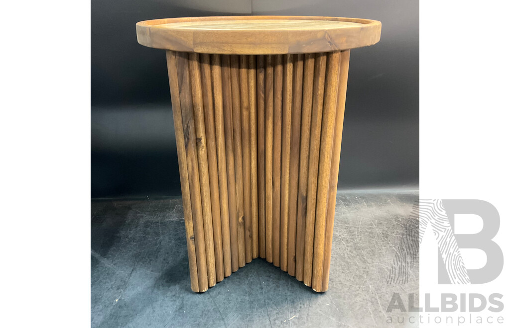 Marquee 400 X 400 X 480mm Natural Marble Tile Fluted Side Table