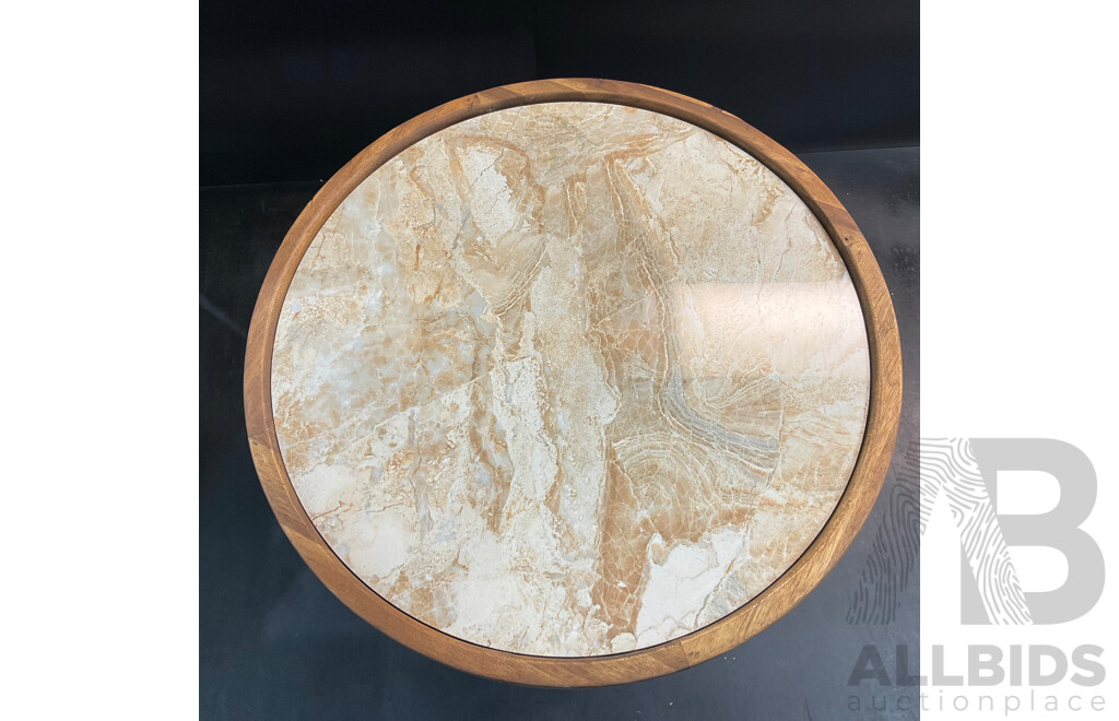Marquee 400 X 400 X 480mm Natural Marble Tile Fluted Side Table