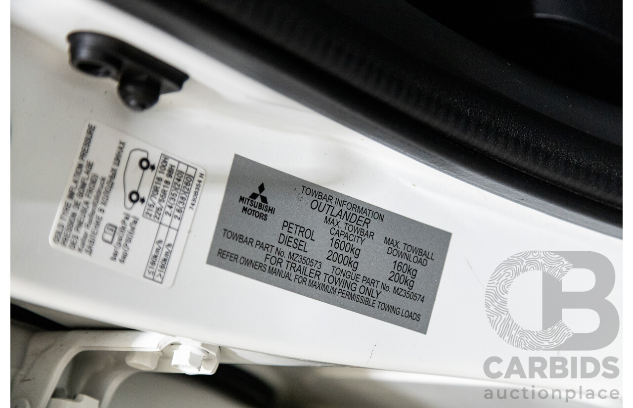 11/2016 Mitsubishi Outlander LS Safety Pack (4x4) ZK MY16 4d Wagon White Turbo Diesel 2.2L - 7 Seater