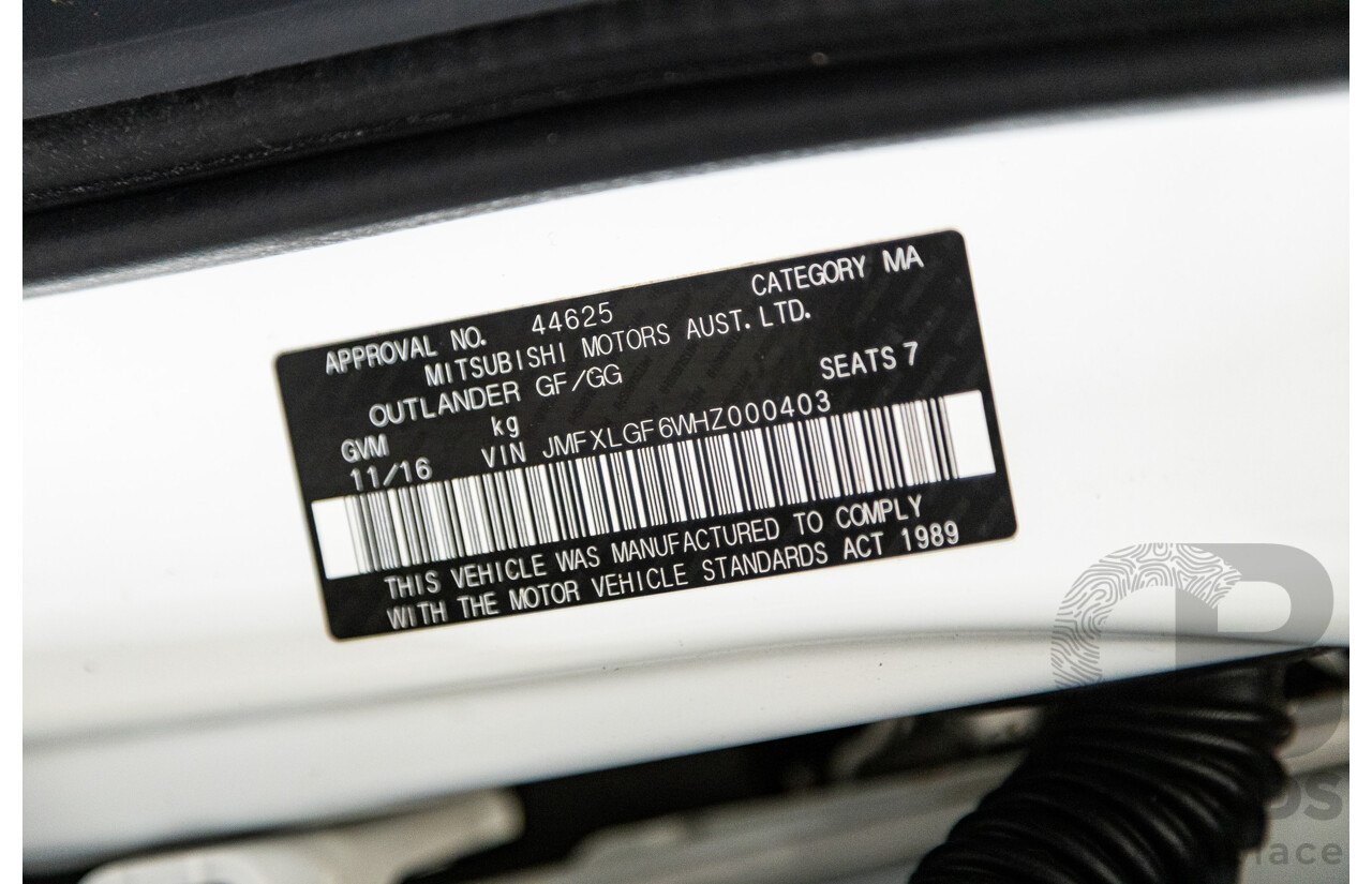 11/2016 Mitsubishi Outlander LS Safety Pack (4x4) ZK MY16 4d Wagon White Turbo Diesel 2.2L - 7 Seater