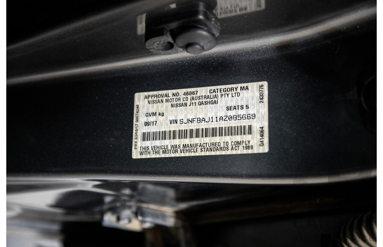 9/2017 Nissan Qashqai TI J11 4d Wagon Gun Grey Metallic 2.0L