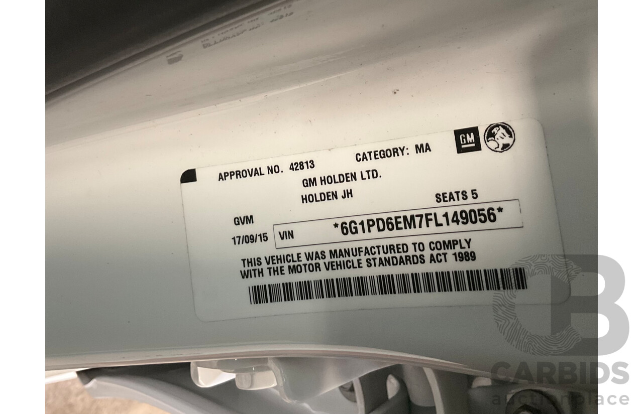 9/2015 Holden Cruze Equipe JH MY15 5d Hatchback White 1.8L