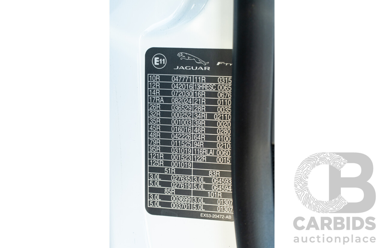 8/2013 Jaguar F-Type X152 2d Roadster Polaris White Supercharged V6 3.0L