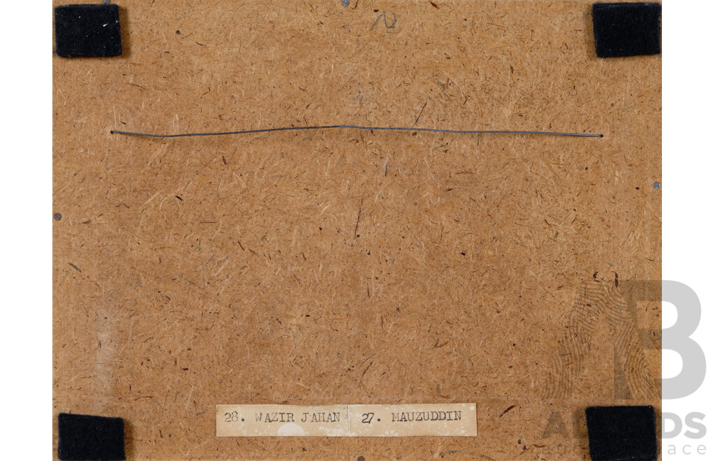 Antique Indo Persian Miniature Portraits, Wazir Jahan & Mauzuddin, Pigment on Ivory, 15.5 x 20.5 cm (frame)