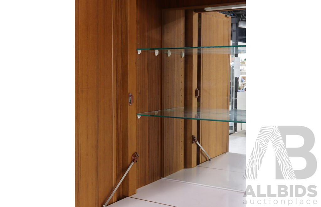 Modern Two Piece Teak Three Draw Wall Unit