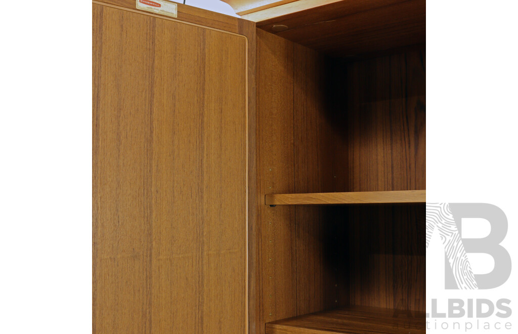 Modern Two Piece Teak Three Draw Wall Unit