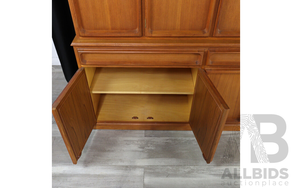 Modern Two Piece Teak Three Draw Wall Unit