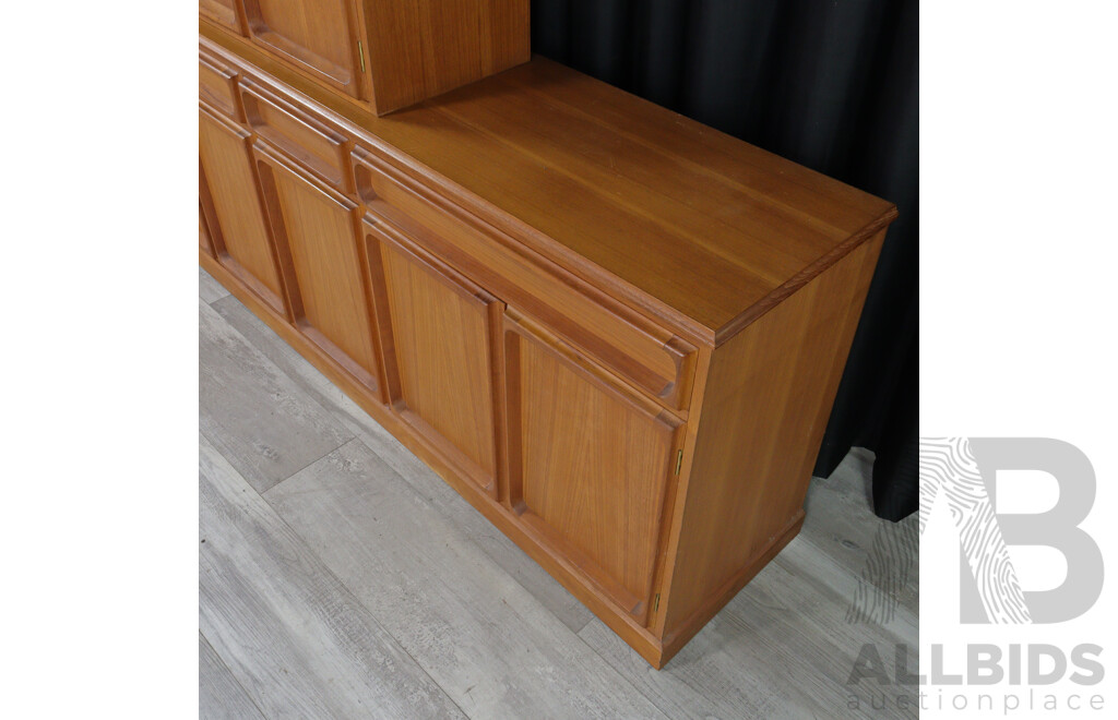 Modern Two Piece Teak Three Draw Wall Unit