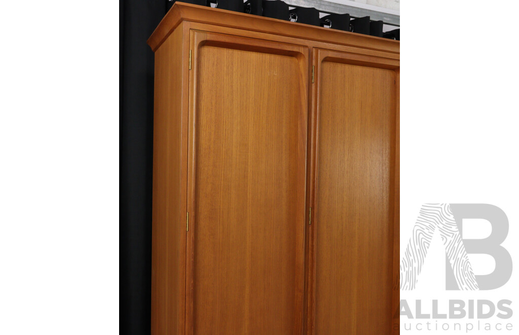 Modern Two Piece Teak Three Draw Wall Unit