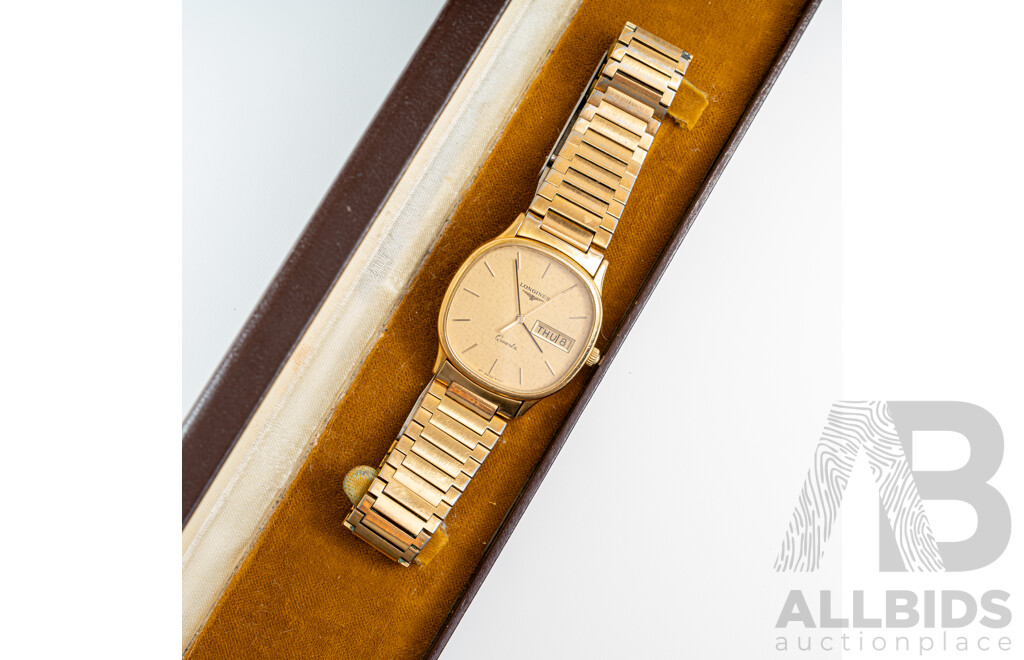 Longines Vintage 18KGP 127 6727 Swiss Quartz Watch C.1980s, in Original Box