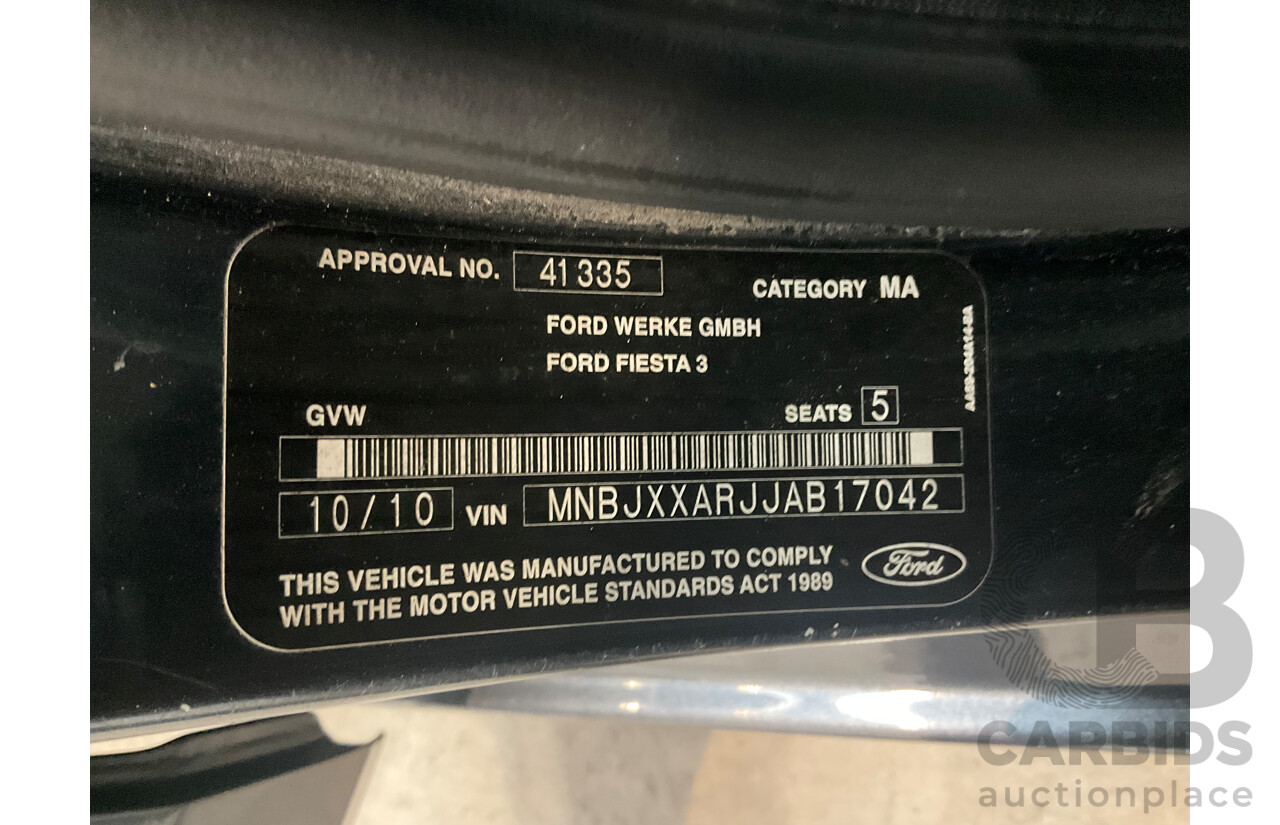 10/2010 Ford Fiesta LX WT 5d Hatchback Metropolitan Grey 1.6L