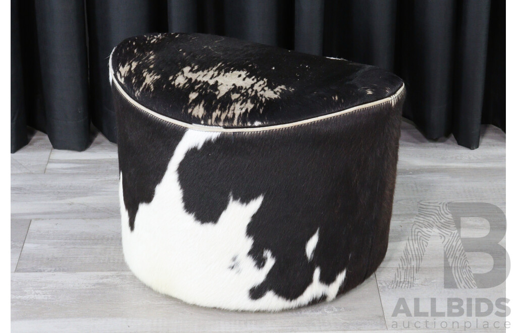 Cow Pelt Covered Footstool