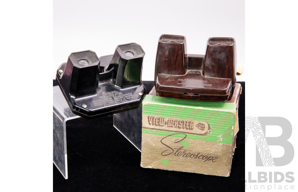 Two Vintage Bakelite Viewmasters Along with Collection Approx 20 Slides in Original Box