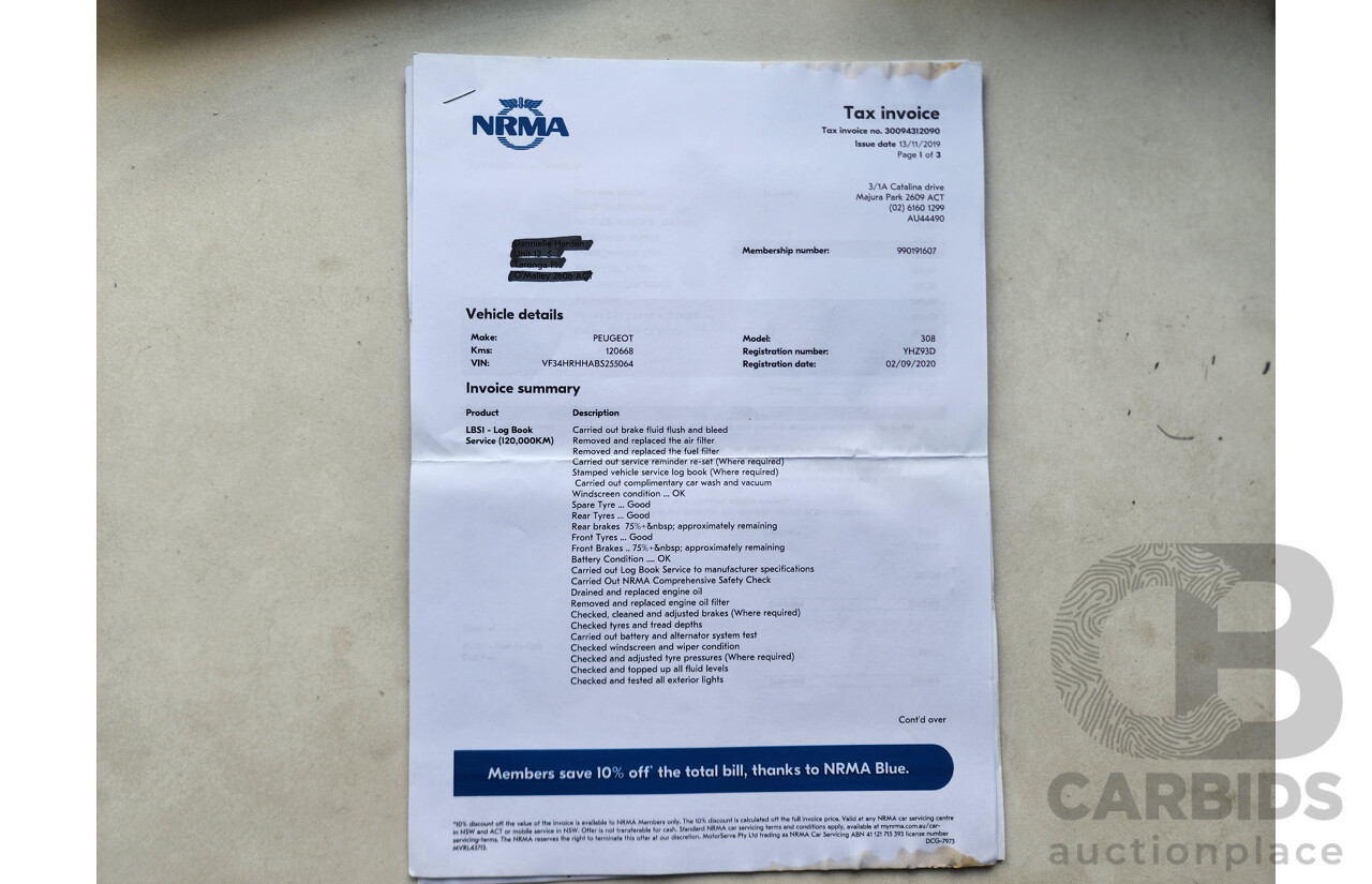 2/2012 Peugeot 308 Active Touring HDi  4d Wagon Grey 2.0L