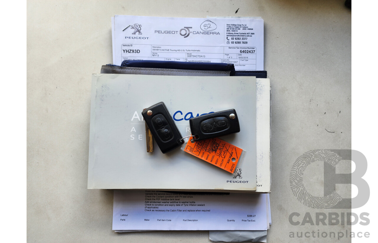 2/2012 Peugeot 308 Active Touring HDi  4d Wagon Grey 2.0L