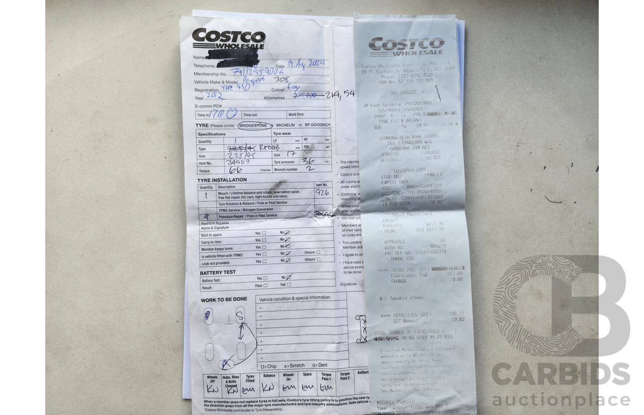 2/2012 Peugeot 308 Active Touring HDi  4d Wagon Grey 2.0L