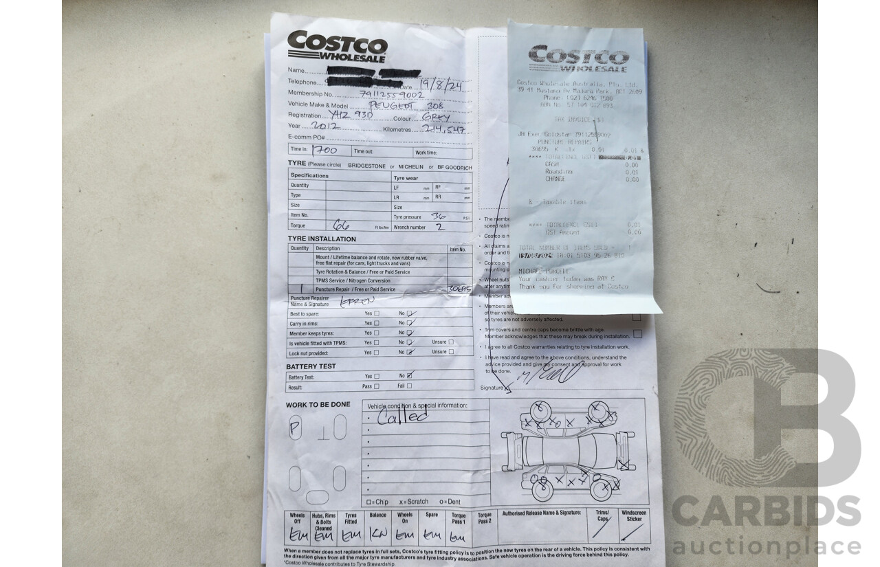 2/2012 Peugeot 308 Active Touring HDi  4d Wagon Grey 2.0L