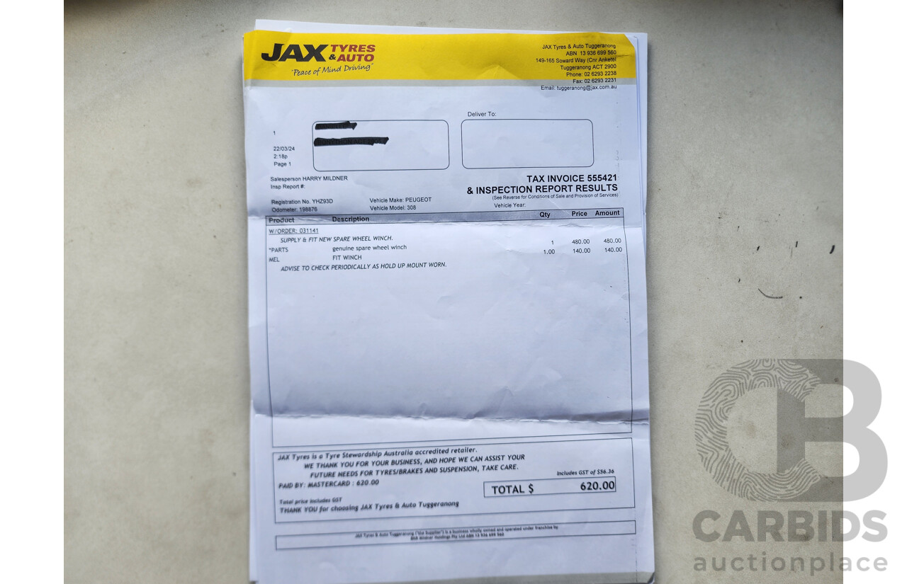 2/2012 Peugeot 308 Active Touring HDi  4d Wagon Grey 2.0L