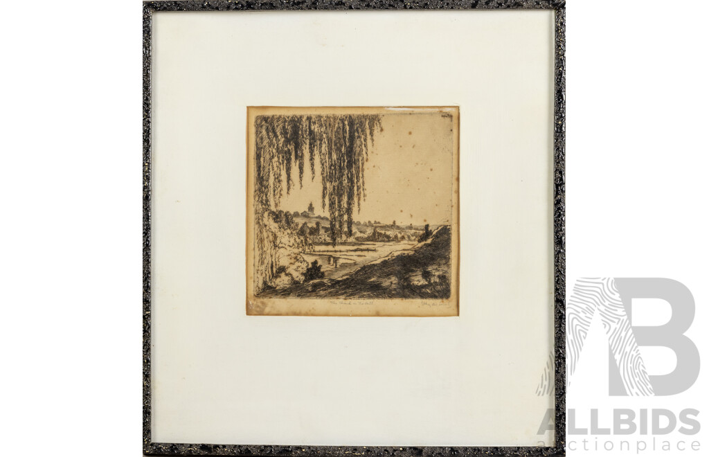 Sydney Ure Smith OBE, (20th Century, British-Australian, 1887-1949), The Church on the Hill, Signed Original Etching, 35.5 x 33 cm (frame)